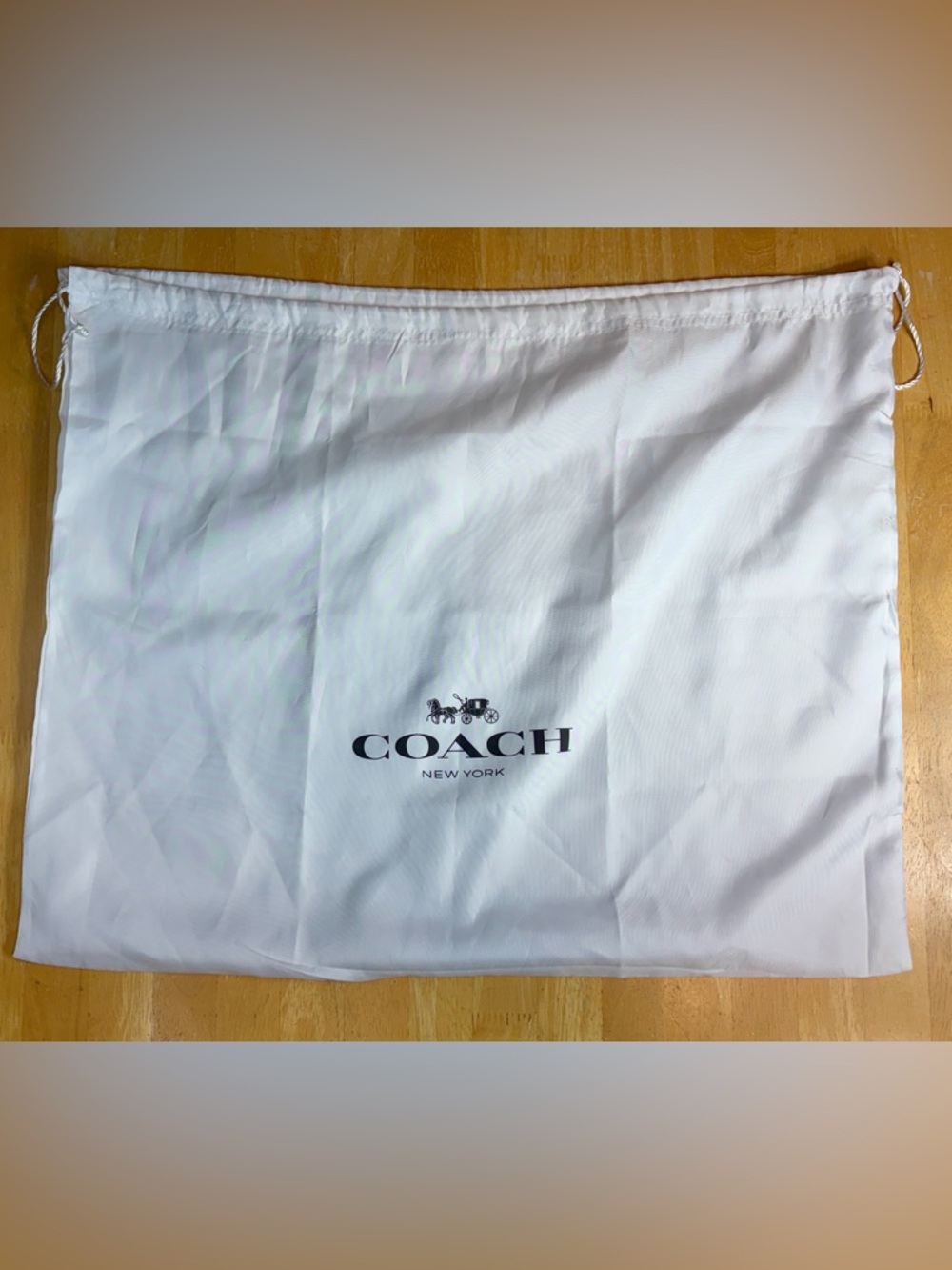 Coach White Dust Bag with Navy Logo